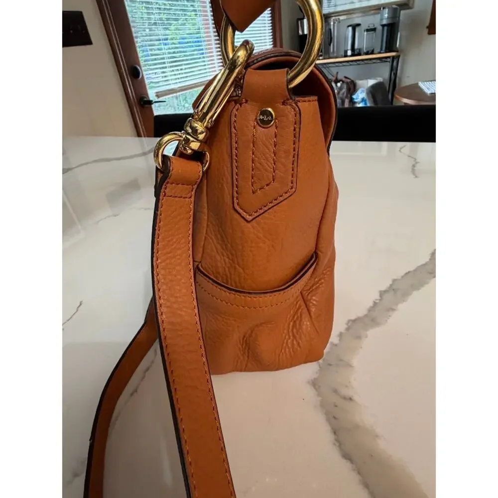 Lauren Ralph Lauren Bermondsey Hobo Shoulder Bag Pebbled Leather Gold Buckle
